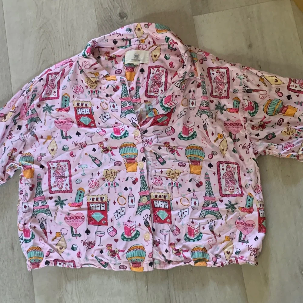 Printfresh Pink Patterned Pajama Top - Picture 7 of 8